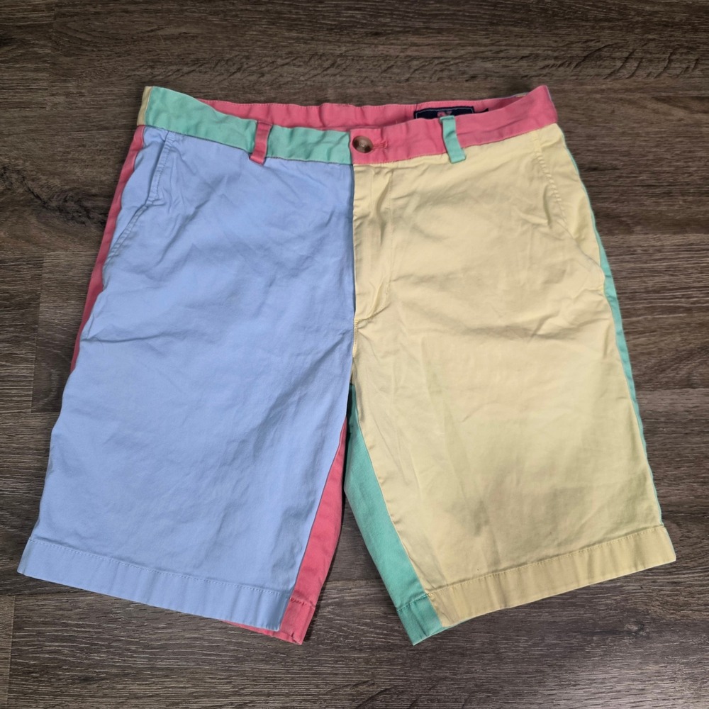 Vineyard Vines 30 Colorblock Chino Shorts Mens Multicolor Preppy Pastel